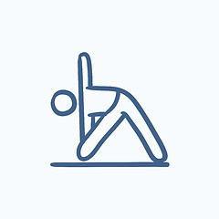 Image showing Man practicing yoga sketch icon.