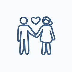 Image showing Couple in love sketch icon.