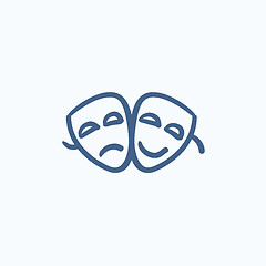 Image showing Two theatrical masks sketch icon.