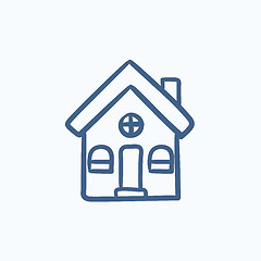 Image showing Detached house sketch icon.