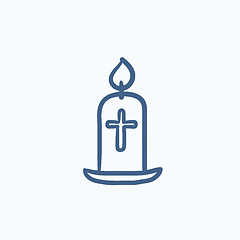 Image showing Easter candle sketch icon.