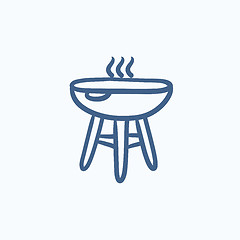 Image showing Kettle barbecue grill sketch icon.