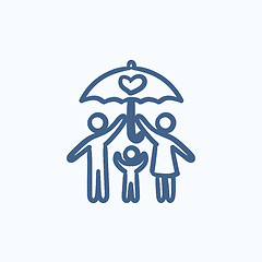 Image showing Family insurance sketch icon.