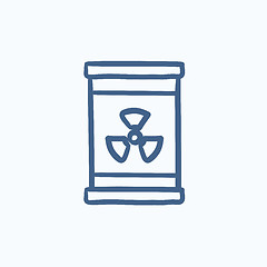 Image showing Barrel with ionizing radiation sign sketch icon.