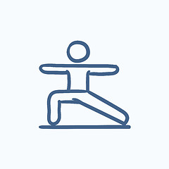 Image showing Man practicing yoga sketch icon.