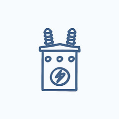 Image showing High voltage transformer sketch icon.