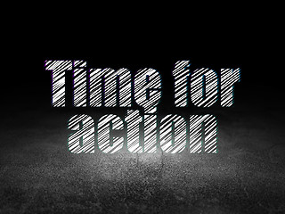 Image showing Timeline concept: Time for Action in grunge dark room