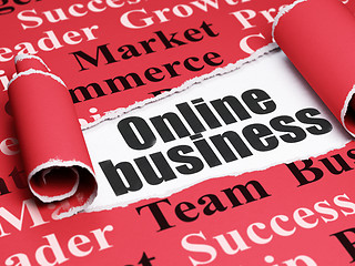 Image showing Finance concept: black text Online Business under the piece of  torn paper