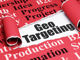 Image showing Business concept: black text Geo Targeting under the piece of  torn paper