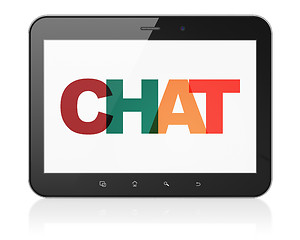 Image showing Web development concept: Tablet Computer with Chat on  display