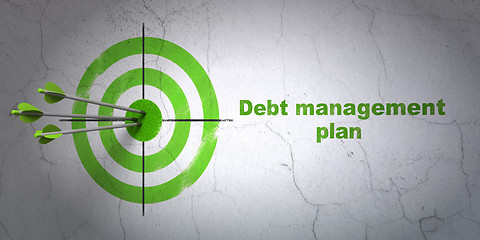 Image showing Business concept: target and Debt Management Plan on wall background