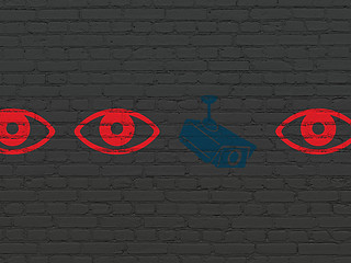 Image showing Safety concept: cctv camera icon on wall background