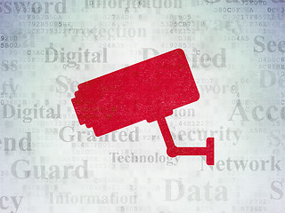 Image showing Privacy concept: Cctv Camera on Digital Data Paper background