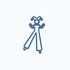 Image showing Clown on stilts  sketch icon.