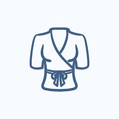 Image showing Short female bathrobe sketch icon.