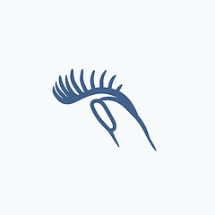 Image showing False eyelashes sketch icon.