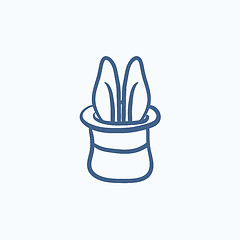 Image showing Rabbit in magician hat sketch icon.