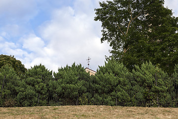 Image showing wooden cross near the church