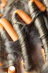 Image showing curlers in her hair