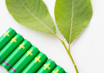 Image showing close up of green alkaline batteries