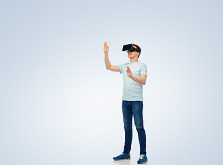 Image showing happy man in virtual reality headset or 3d glasses