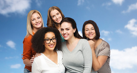 Image showing group of happy different women in casual clothes