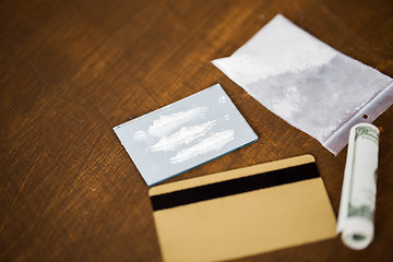 Image showing close up of crack cocaine drug dose on mirror