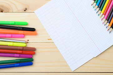 Image showing Colored pencils and paper