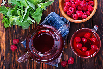 Image showing raspberry and tea