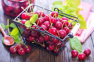 Image showing cherry jam and berries