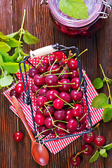 Image showing cherry jam and berries