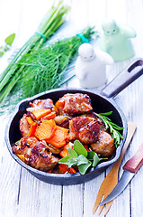 Image showing fried meat with vegetables