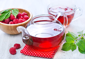 Image showing raspberry and tea