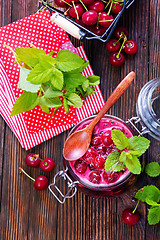 Image showing cherry jam and berries