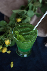 Image showing Healthy organic green smoothie