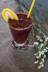 Image showing smoothie from blueberry banana and orange juice