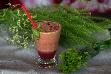 Image showing smoothie from blueberry banana and orange juice