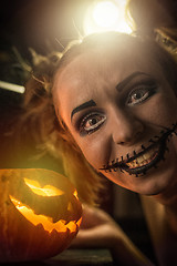 Image showing Horrible girl with scary mouth and eyes