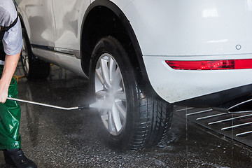 Image showing washing car closeup