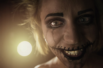 Image showing Horrible girl with scary mouth and eyes