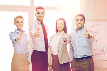 Image showing business team showing thumbs up in office