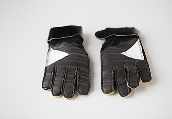 Image showing close up of football or soccer goalkeeper gloves