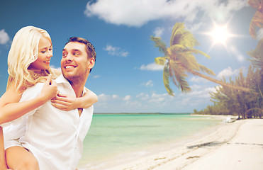 Image showing happy couple having fun over summer beach