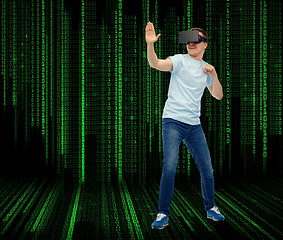 Image showing man in virtual reality headset or 3d glasses