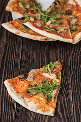 Image showing Pizza with chicken and mushrooms