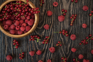 Image showing Fresh berries on wooden table