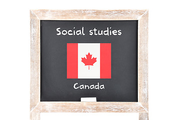 Image showing Social studies with flag on board