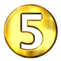 Image showing 3D Golden Framed Number 5