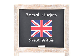 Image showing Social studies with flag on board