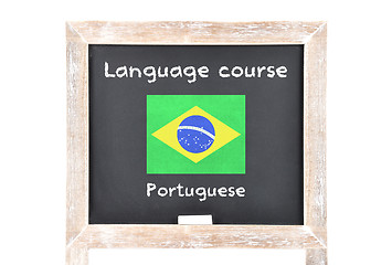 Image showing Language course with flag on board